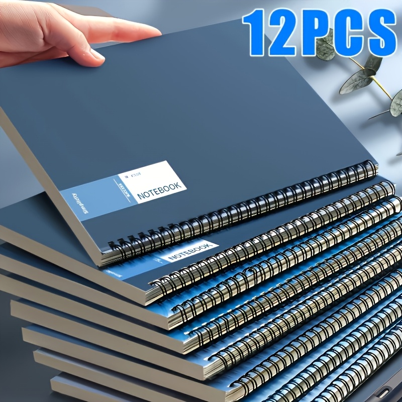 E-shop 12 Stück A5 Spiralblock – Langlebige Weichabdeckung, Doppel-Drahtbindung | Weltraum-Themen Minimalistisches Design | Ideal für Schüler,
