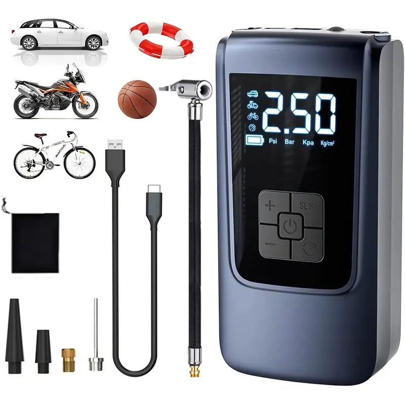 Charge your phone and inflate tires with this portable pump