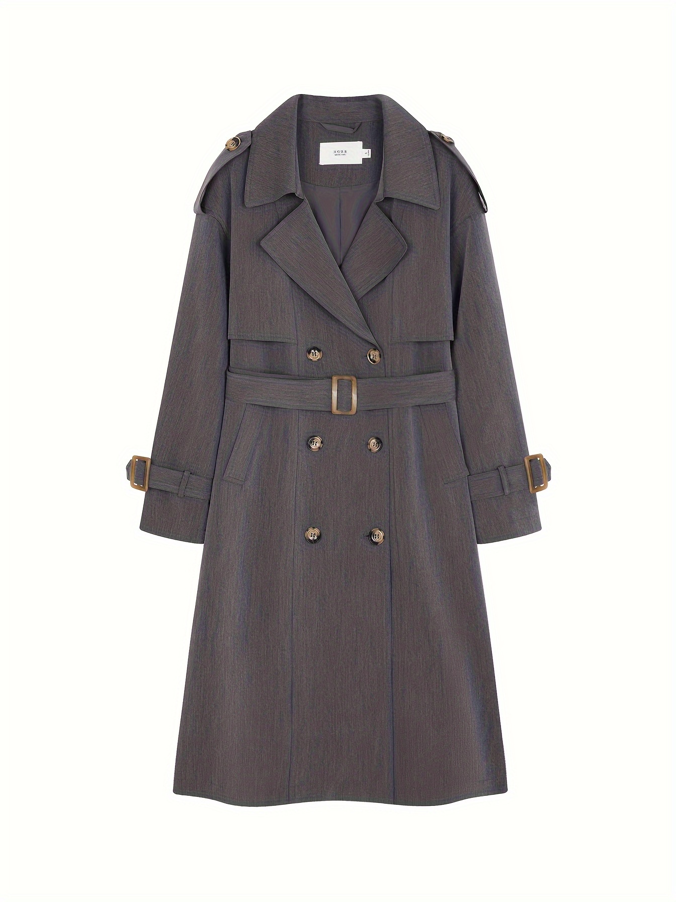 mo women's classic belted trench coat elegant drop - Temu Canada