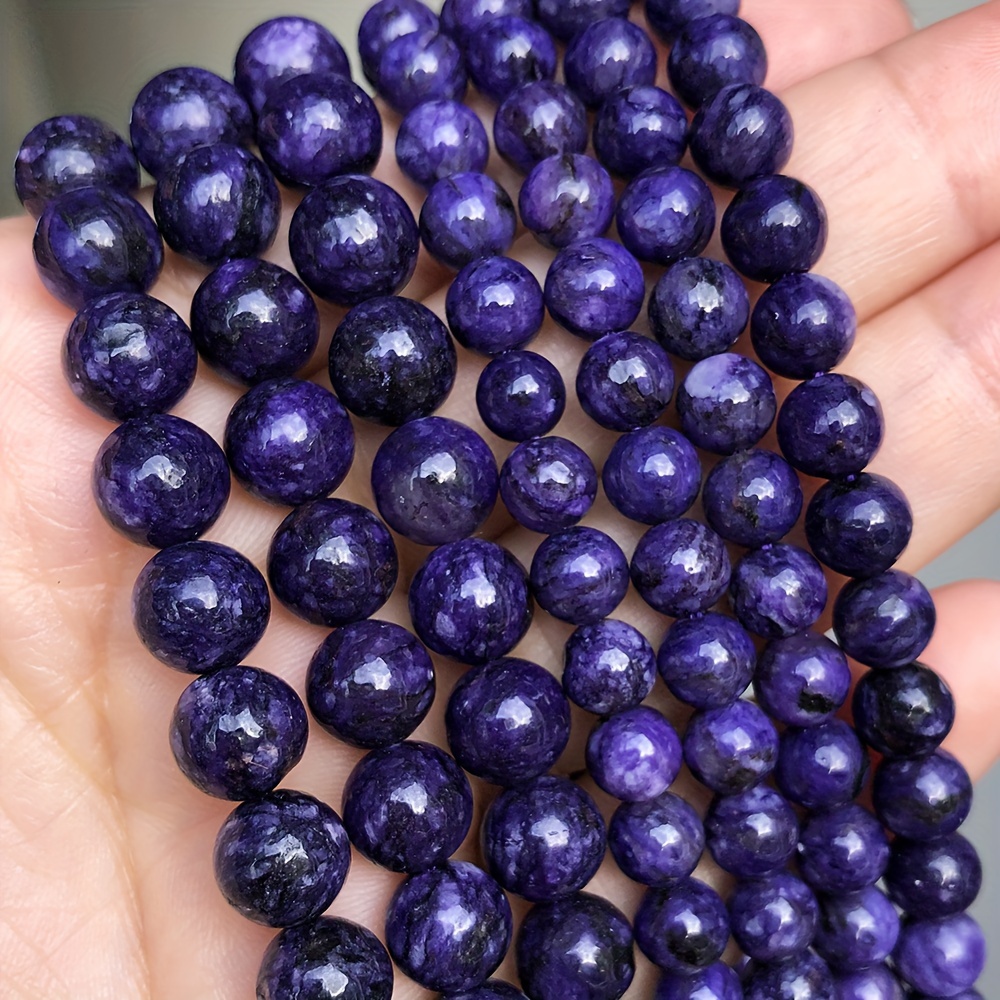 

61/46/36pcs Charoite Gemstone Beads - Natural Stone Smooth Round Beads For Jewelry Making Diy, Elegant Necklace And Beadwork Crafting Accessories, 6/8/10mm - Ideal For Men's And Women's Gifts