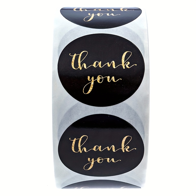 TEMU 500 Stück/Rolle Runde Schwarze Dankeschön-Aufkleber, Geschenkverpackungsverschluss Aufkleber für Scrapbooking, Bürobedarf, Schreibwaren