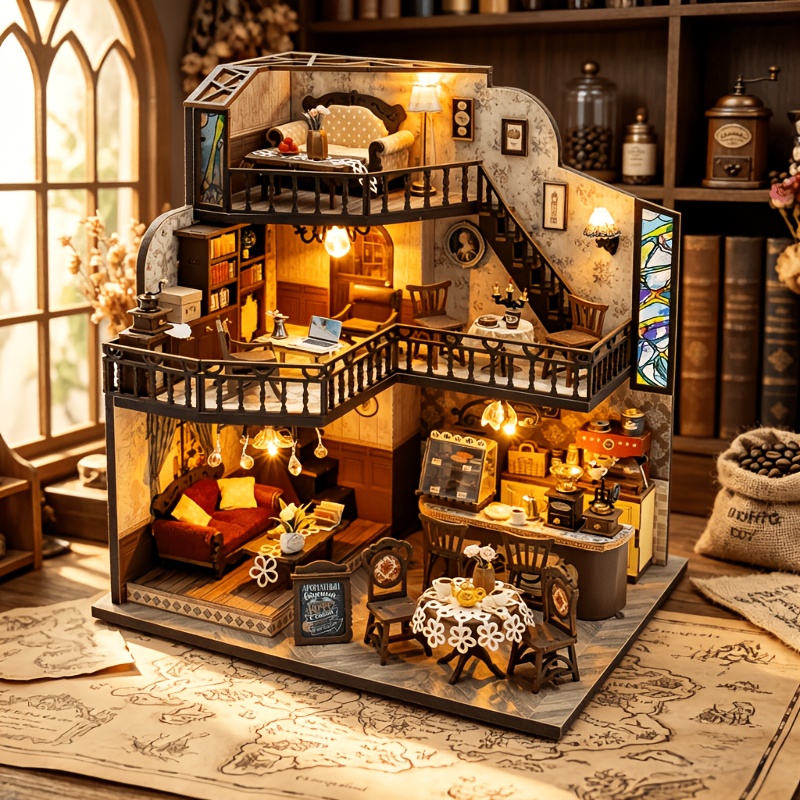 TEMU A Diy Book Nook Kit, A Diy Miniature Dollhouse Book Corner Kit, A 3d Puzzle Bookend Shelf Insert Decoration Building , A Diy Cottage 3d Bookend