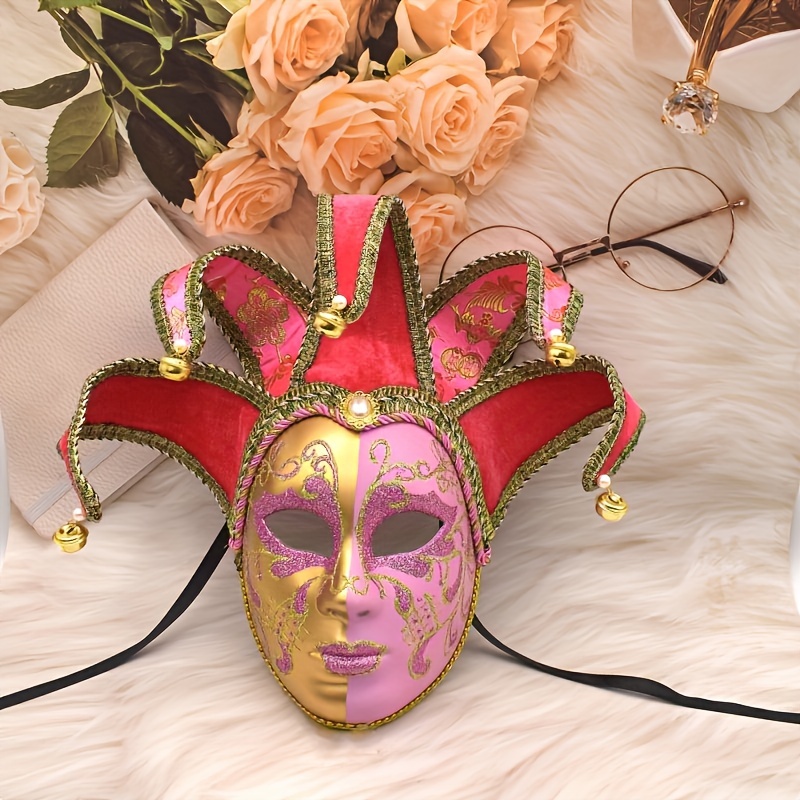Masque Vénitien Mardi Gras – Comédie En Plastique Doré – Cosplay Carnaval Halloween – Taille 20x14,5x8,5 Cm