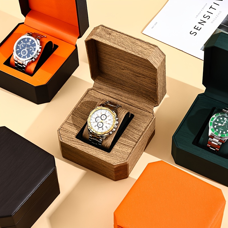 Elegante Estuche de Cuero Falso Octagonal - Perfecto para el Día de San Valentín, Organizador de Almacenamiento de Joyería y Relojes de Lujo, Ideal Regalo para Hombres y Mujeres, Estuches de Joyería