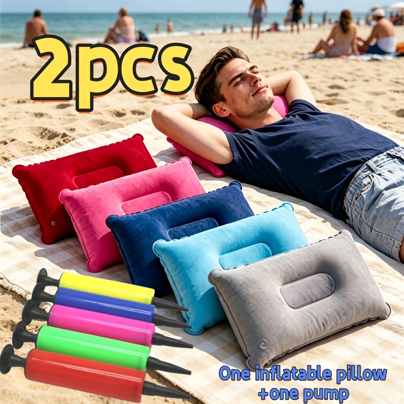 2pcs Convenient Foldable Outdoor Pillows with Air Pump