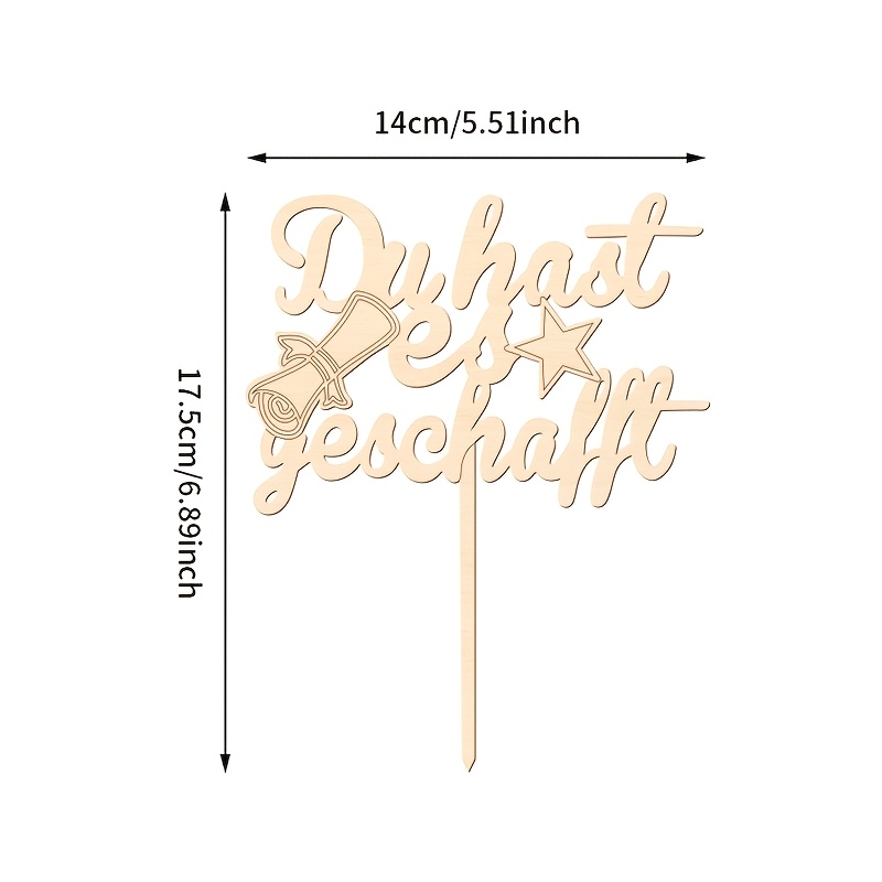 Image of 1pc Cake Topper Wooden Font With Graduation Certificate, Stars Cake Decoration For Graduation. Cake Decorating Supplies Wooden Graduation Sign Cupcake Topper For Congratulating Graduates At The Party