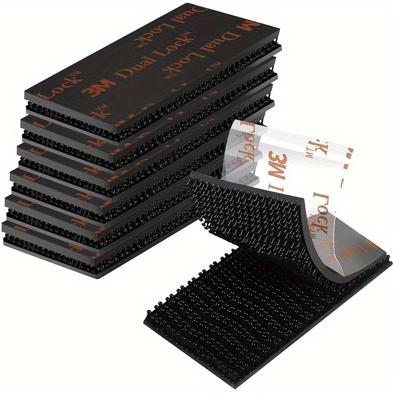 

10 Pack Industrial Adhesive Fasteners - 1" X 2" Heavy-duty Self Adhesive Tape With Interlocking Mushroom Grips, Indoor And Outdoor Use, Reusable Black Fastening Strips