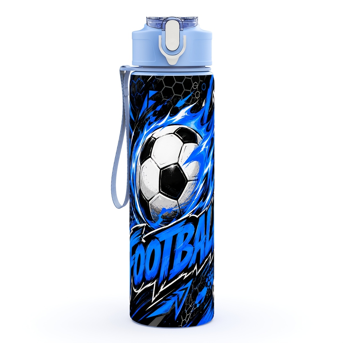 TEMU 1pc Plastic Water Bottle, Dynamic Football Sports Art-themed Printing, Office, Camping & Commute Must-have, 25oz/750ml - Ideal Lightweight