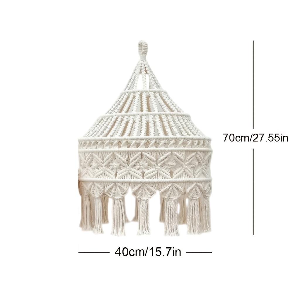 TEMU A Large Handmade Macrame Lampshade, Featuring A Bohemian Tassel Design, Perfect For Hanging Decor. This Exquisite, Intricately Woven Lampshade Does Not Bulb