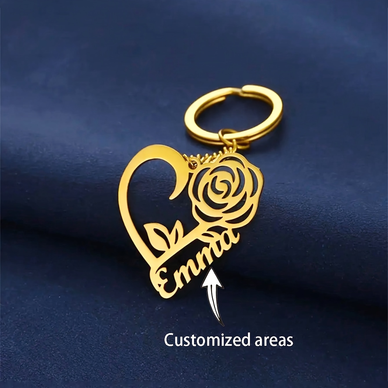 Personalized Stainless Steel Keychain with Heart Custom Name Engraved  Circular Keyring, Elegant Gift for Women, Girlfriend, Wife Bir