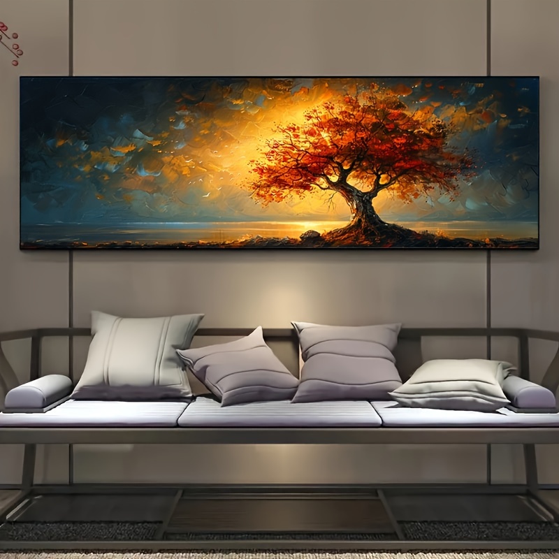 

Extra-large Tree Of Life Canvas Print - Contemporary Geometric Wall Art For Living Room, Bedroom, Kitchen & Bathroom Decor - Frameless Spring/summer Seasonal Home Decoration