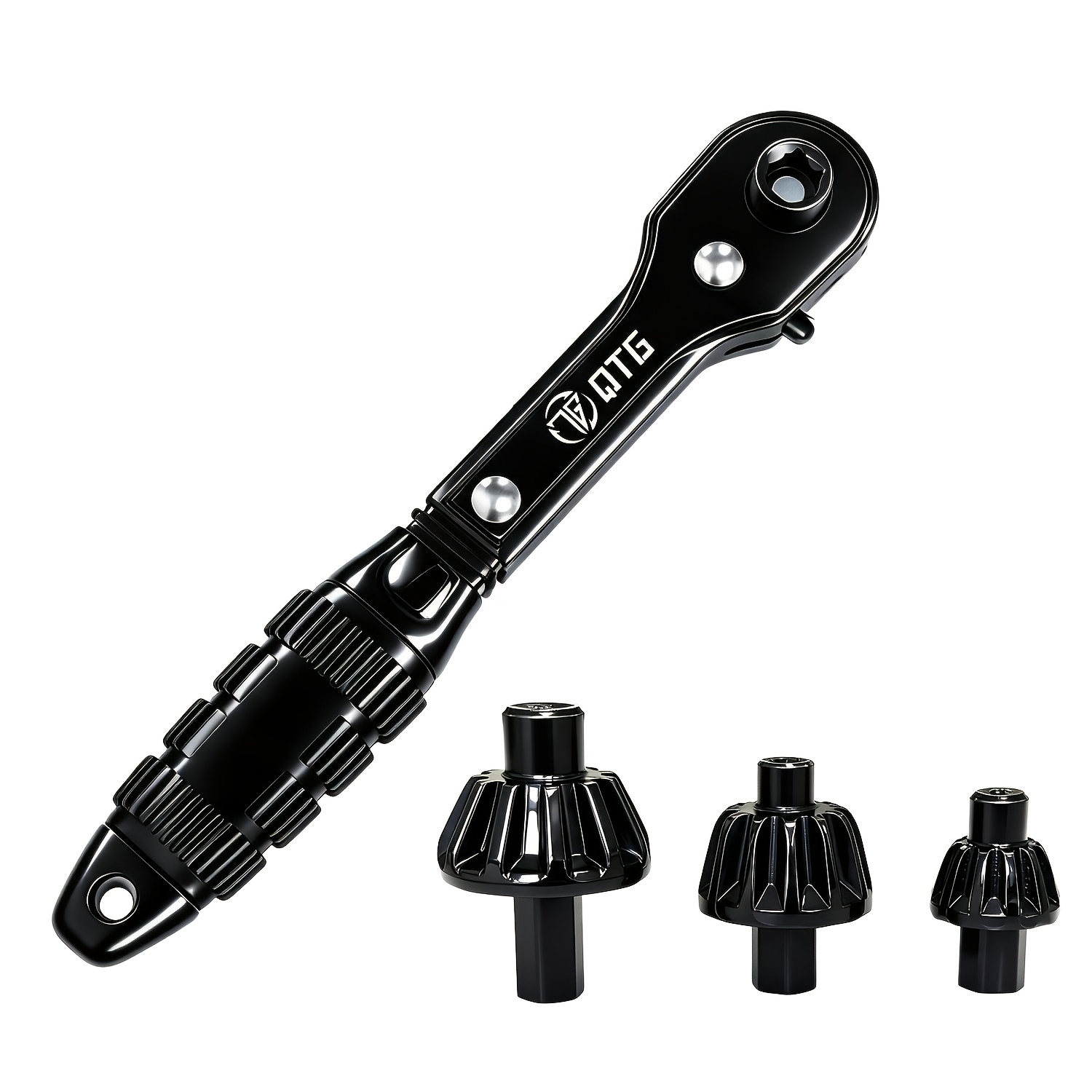 TEMU 1 Set Qtg Heavy-duty Manual Drill Bit Clamp Wrench Kit, 3-in-1 Ratchet Wrench, With Interchangeable Head Key, Drill Chuck Wrench, 3-gear Quick