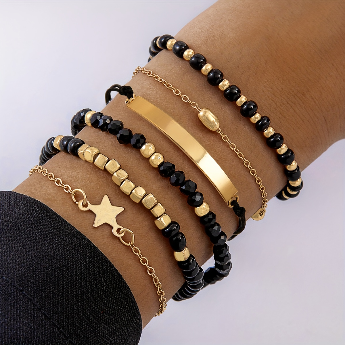 TEMU 6 pièces Bracelet Femme Halloween Style en Résine Tube Arc Pendentif Étoile Ensemble Cadeau Banquet