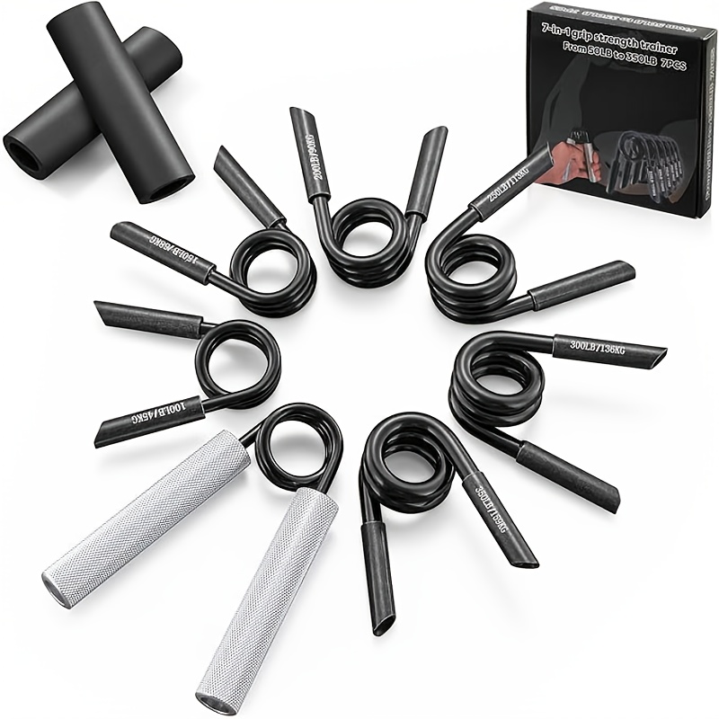 50-350 lbs adjustable hand grip strengthener set with 4/7pcs - aluminum, non-slip design for muscle training & exercise,   2 sets with different   level Product details 0
