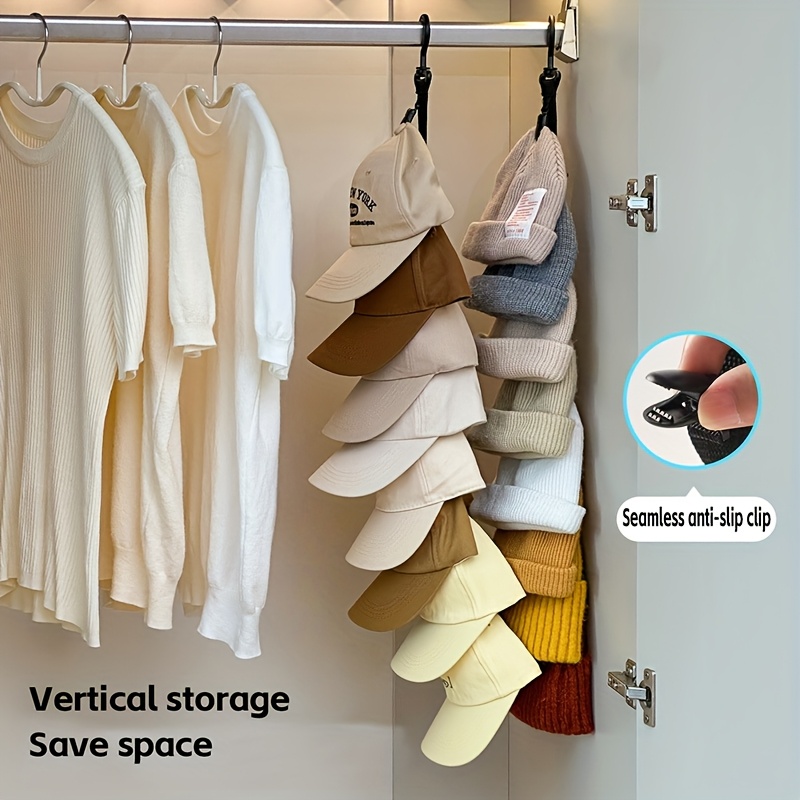1pc Hat Storage, with 8 Clips, Can Hold 8 Baseball Caps, Available in Gray and Black, Suitable for Home and Closet Hat Storage, Ideal for Home Settings, a Perfect Tool for Hanging Hats in Wardrobes