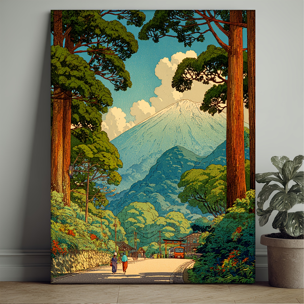 TEMU 1pc " To " Japanese Art Print - Large Traditional Landscape Wall Decor Suitable For Home Or Office, Mid-century , Vertical Hanging Unframed
