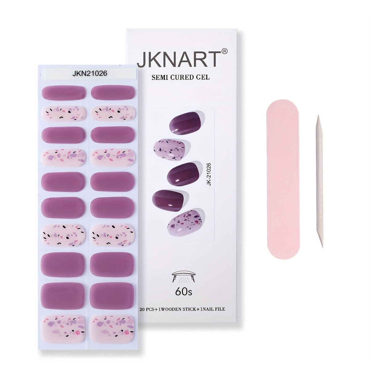 

Semi Cured Gel Nail Wraps, Semi-cured Gel Nail Strips-works With Any Nail Lamps, Salon-quality, Long , Easy To Apply & Remove-includes Nail File & Wooden Stick