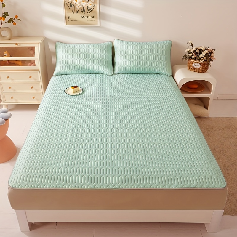 3pcs   cool latex mat latex mat 1 pillowcase 2 no core breathable soft solid color mattress set bedroom dormitory hotel bedding set details 2