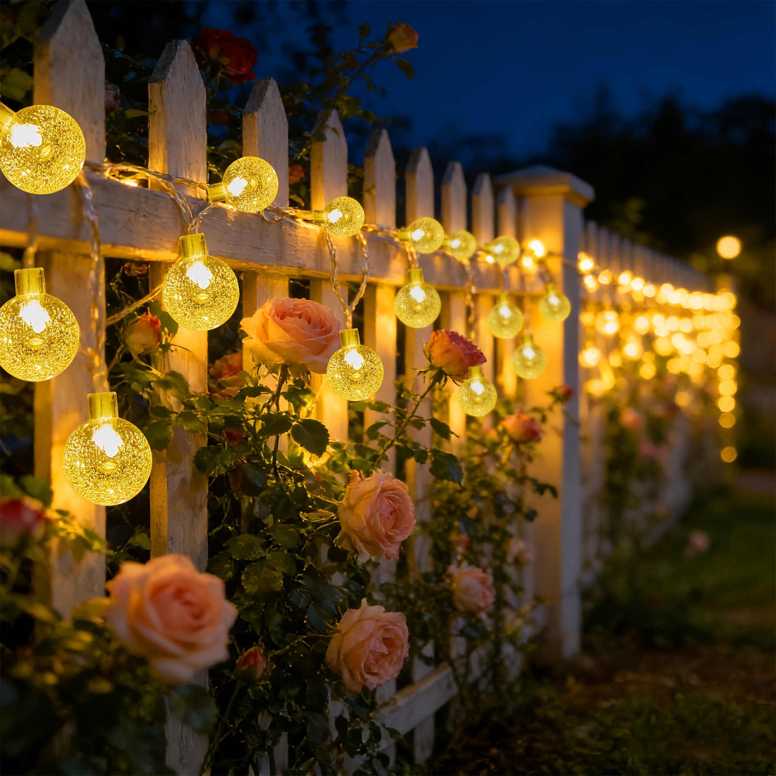 Image of 1pc Of Luxurious Crystal Bubble String Lights Featuring 120 Large Led Balls. It 8 Different Lighting That Easily With A Single Button In Compartment. Ideal For Patios, , Bars, Parties