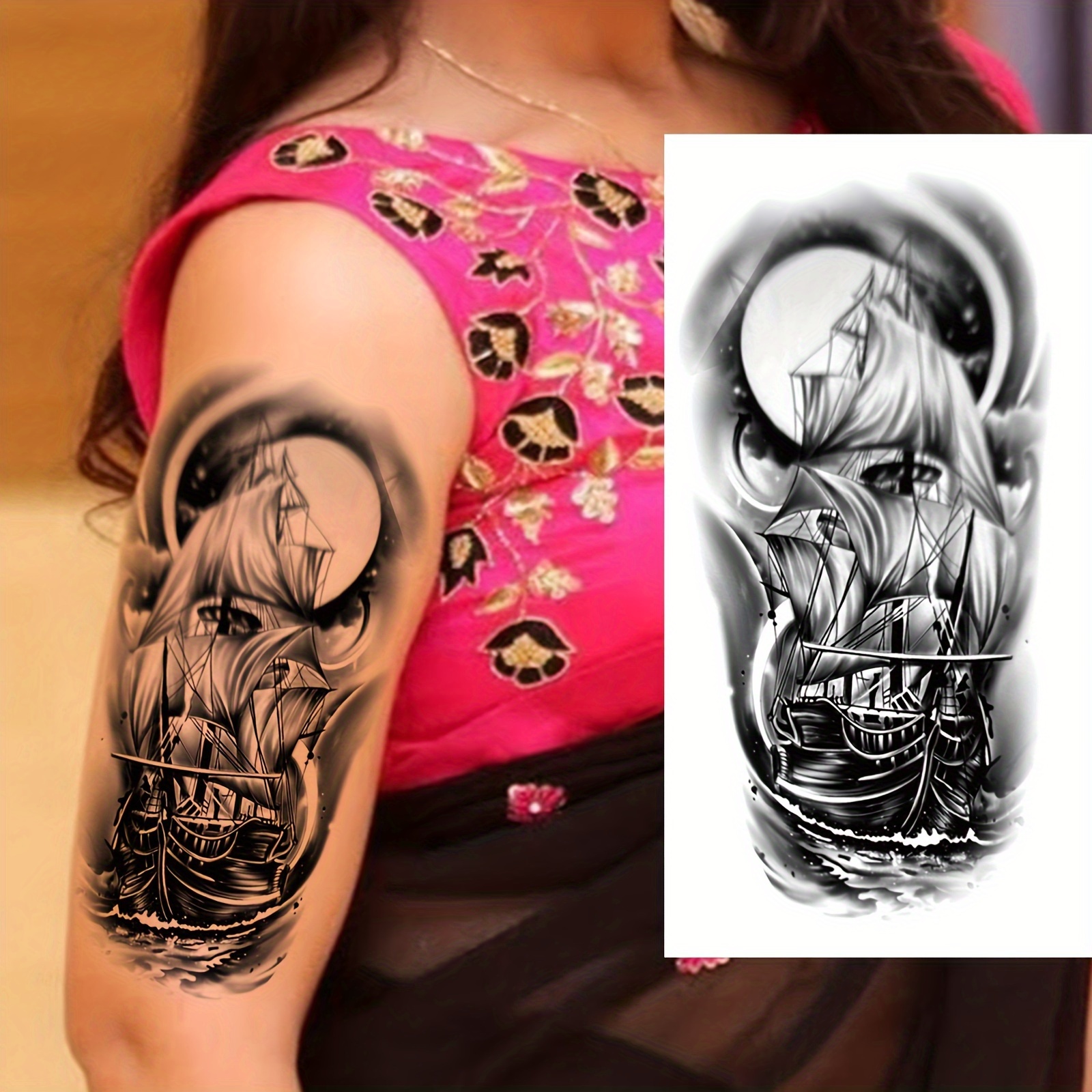 Azeeda Temporäres Tattoo 'Segelboot' – Wasserfest, Hautverträglich & Einfach Zu Entfernen