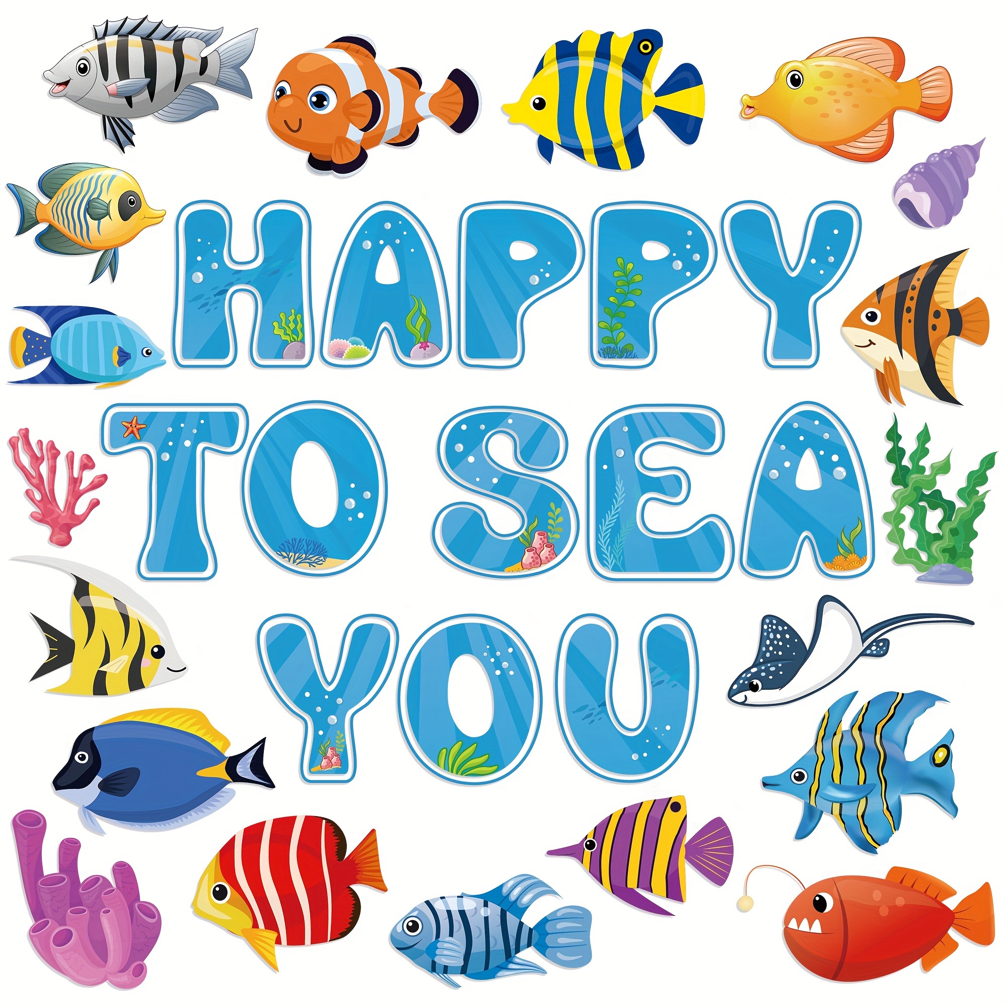

Happy To Sea You Marine Animal Alphabet Posters Set - Perfect For Educational Activities, Themed Parties & More - Paper Material Daily Office Supplies Decor, 1 Set