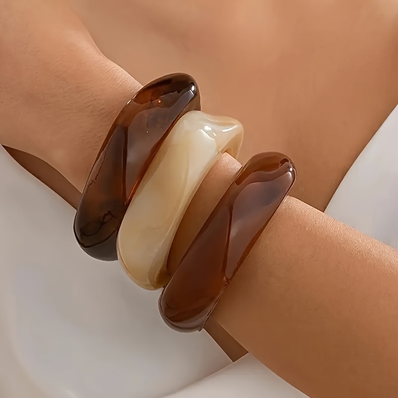 3pcs Acrylic Bracelet Set, Unique Irregular Design