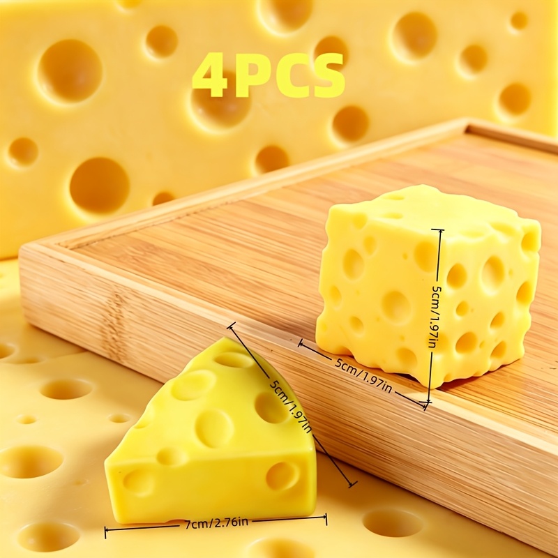 Temu – TEMU 4pcs New Square And Cheese Toys, Novelty Relax Squeeze Toys, Hand Sensory Toys, Decompression Toys, Soft And Quick-rebounding Without