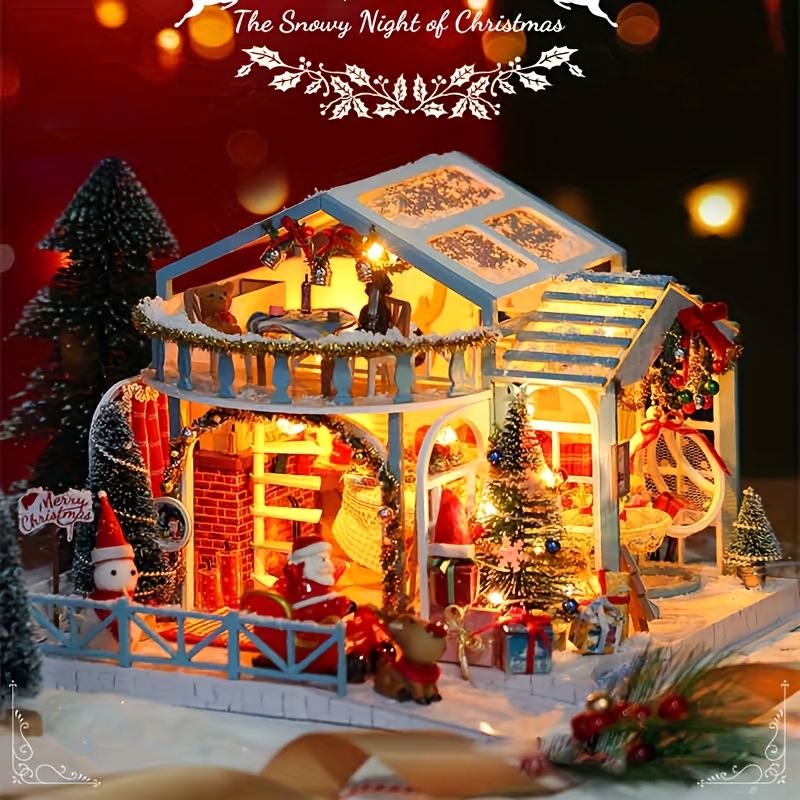 Model Cabin Kerst Handgemaakt Cadeau Gemonteerd Houten Huis Verjaardagscadeau voor 3D Creatief Knutsel Huis Kantoor Decoratief Stuk Kamerdecoratie