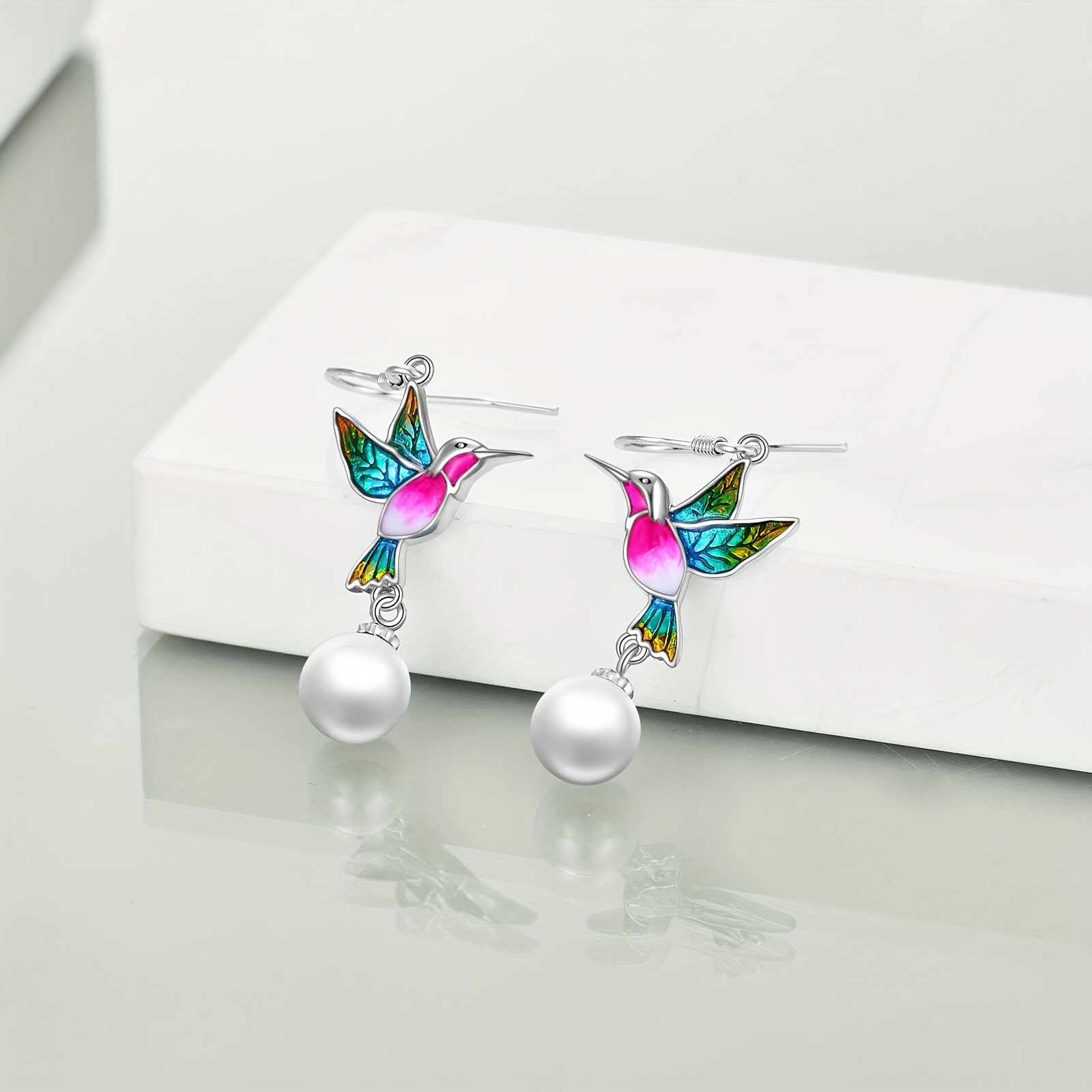 hummingbird earrings gifts for her women 925 sterling silvery hummingbird dangle earrings jewelry christmas gifts for women teen Product details 3