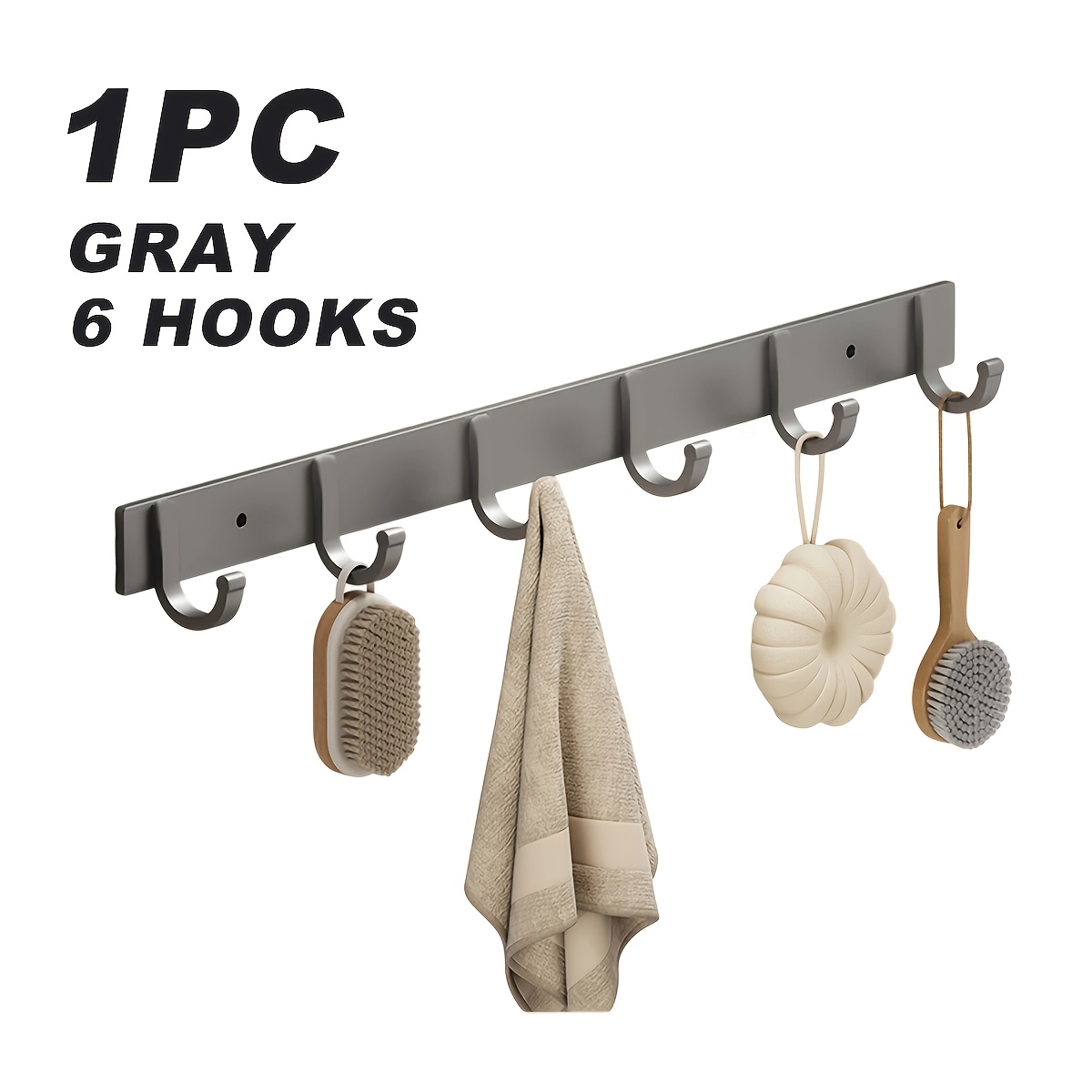 TEMU Wall-mounted Bathroom Towel And Robe Rack With J-hooks Metal Coat And Hat Hook Organizer Easy To Clean Hanging Storage For Coats Hats Bags