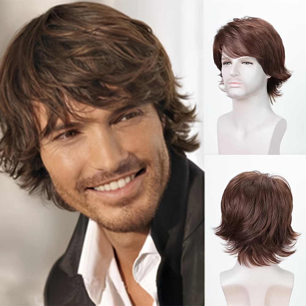 

Men's Wig, European Style, Rose Net, 200% Density, Straight Hair, High-temperature Fiber, Vacation Style, Unisex, For All Ethnicities