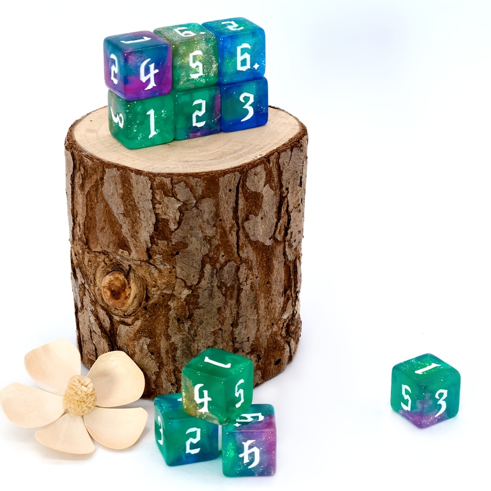 10pcs Nebula Swirl Galaxy Gradient Color D6 Dice Set, Tabletop