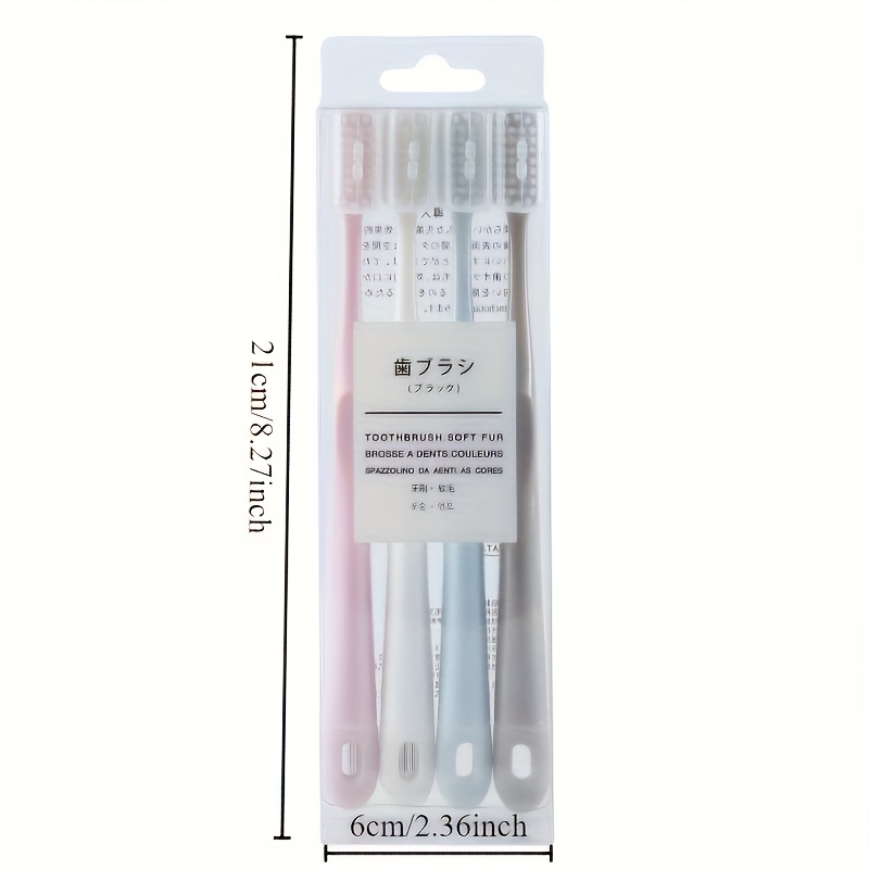 4-Pack Japanese Macaron Color Soft Bristle Toothbrushes with Protective Case