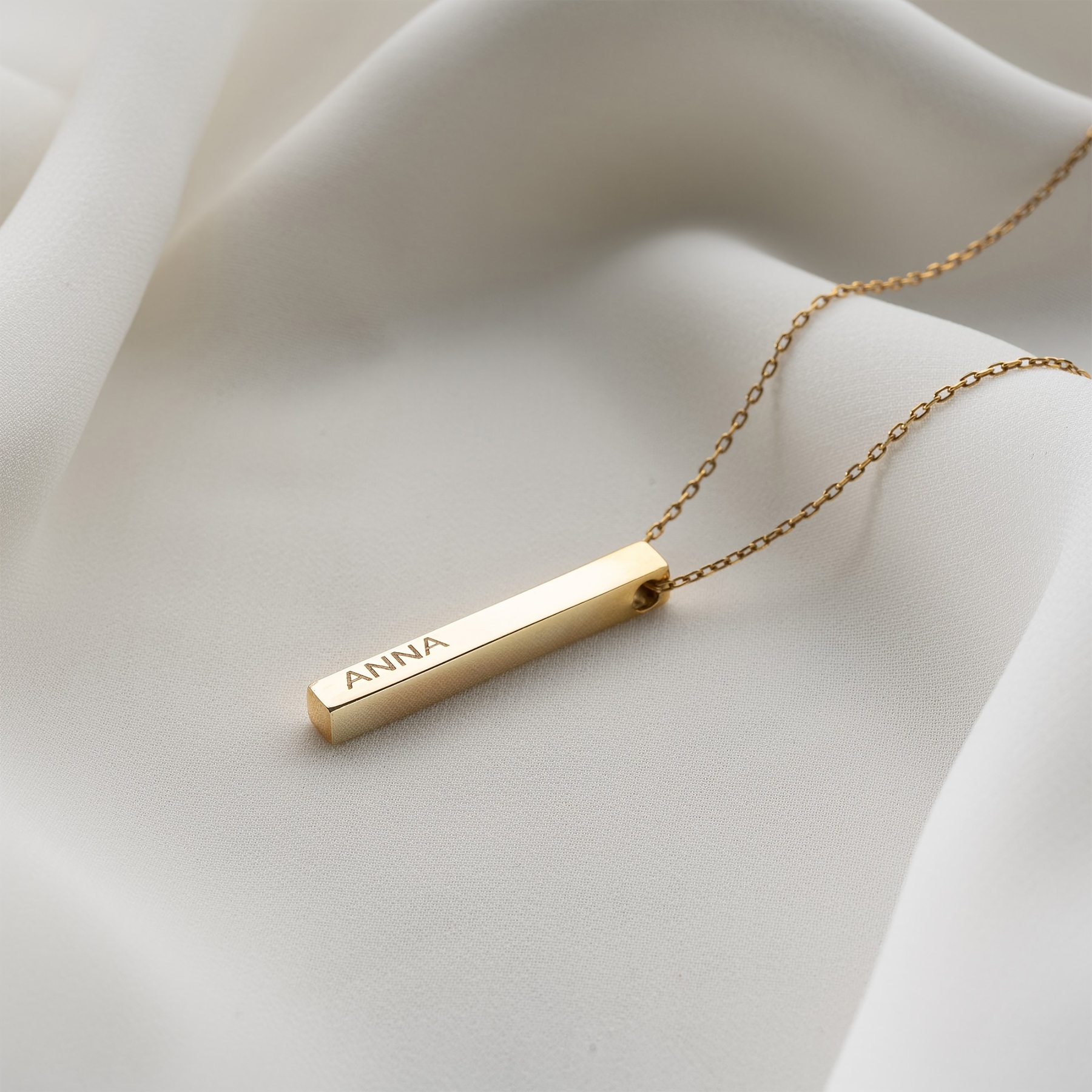 TEMU Personalized 18k Golden Plated Bar Pendant Necklace - Elegant, Steel Custom Name Jewelry For Women - Ideal Christmas Gift For Her