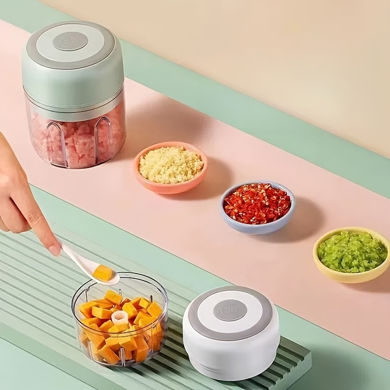 powerful electric garlic crusher vegetable chopper with usb   compact food processor for garlic ginger meat vegetables lightweight kitchen appliance with lithium battery easy clean blades ideal for home office small kitchens   meal prep commercial use garlic mincer culinary accessory   clear chopping container Product details 8