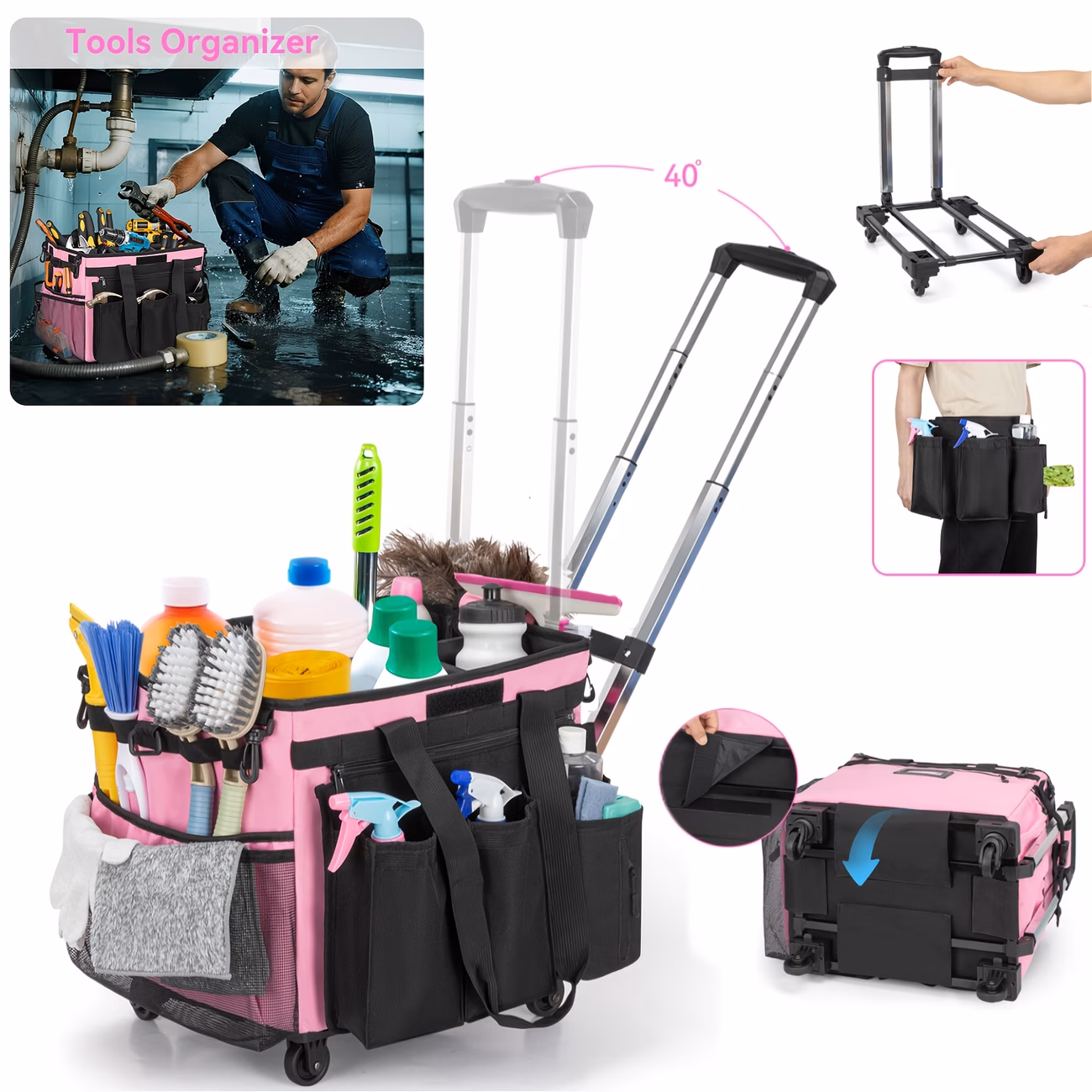 Cleaning Caddy Bag with Tool Waist Bag Belt,...