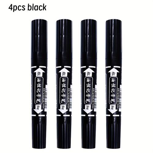 4pcs permanenti , e blu, a base di olio, punta fine e larga, asciugatura rapida, per insegnamento, disegno, del legno, marcatura su superfici plastiche, uso ufficio, punta