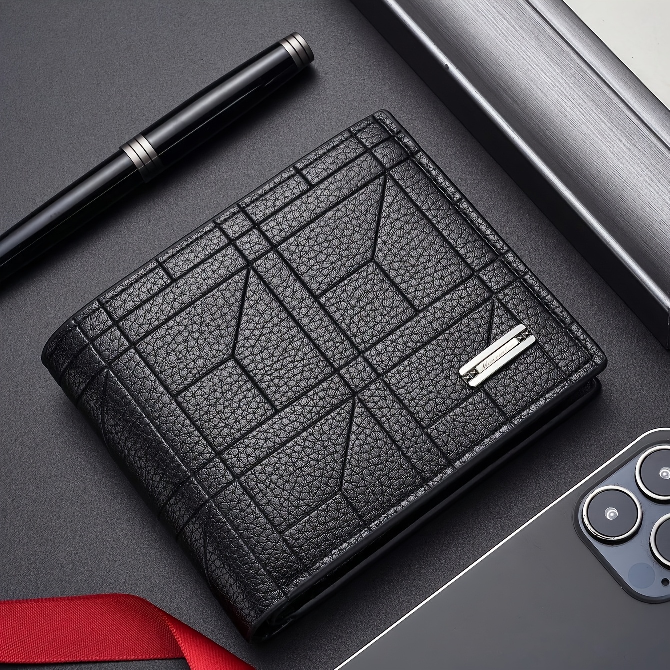 Image of Pu Men' Clip With Multiple Card Slots, Large Capacity Men's Wallet, Multifunctional Lightweight And Thin Men's Wallet