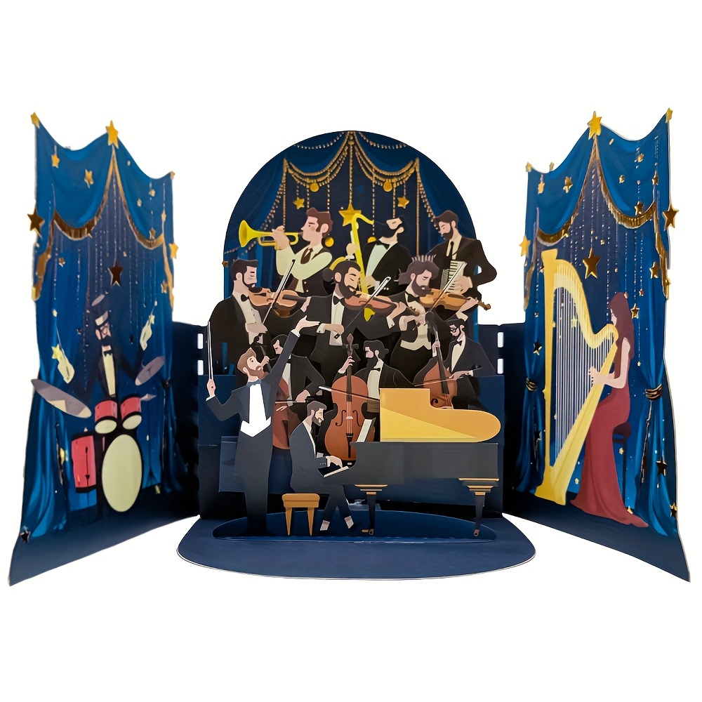 TEMU 3d Pop-up Concert Greeting Card With Envelope, Featuring An Exquisite Premium Concert Scene. Suitable For Birthday Parties, Band Performances,