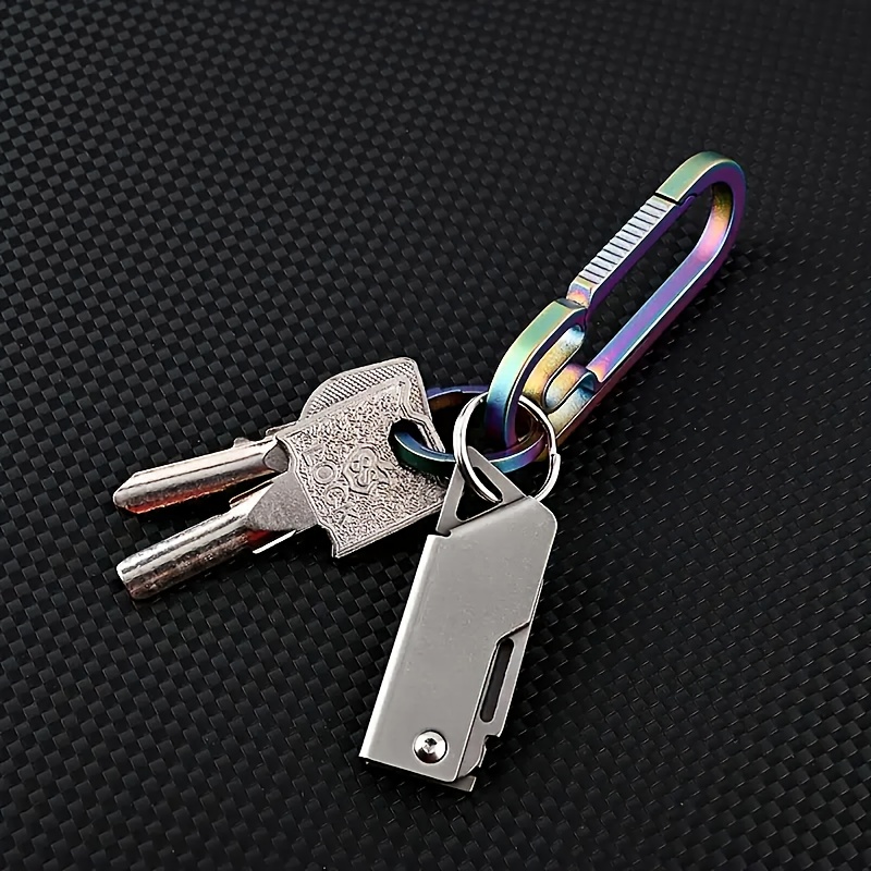 retractable utility knife box cutter pocket folding knife d2 blade compact lightweight for office craft outdoor flat edge   keychain accessory Product details 3