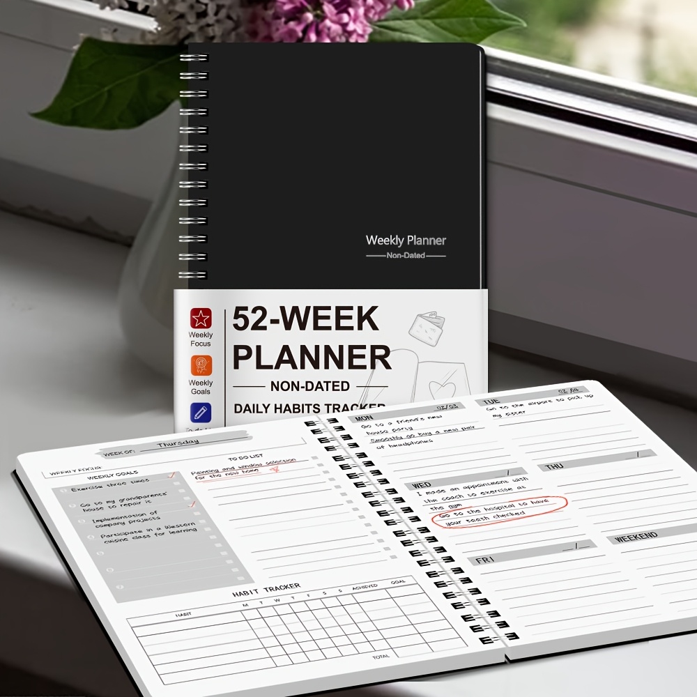 

Bubu 52-week Planner - 8.3x5.5" Daily & Weekly Agenda Book, With , Habits Planner & Gratitude List, Ideal For Planning & Future Goals, Essential Office Stationery