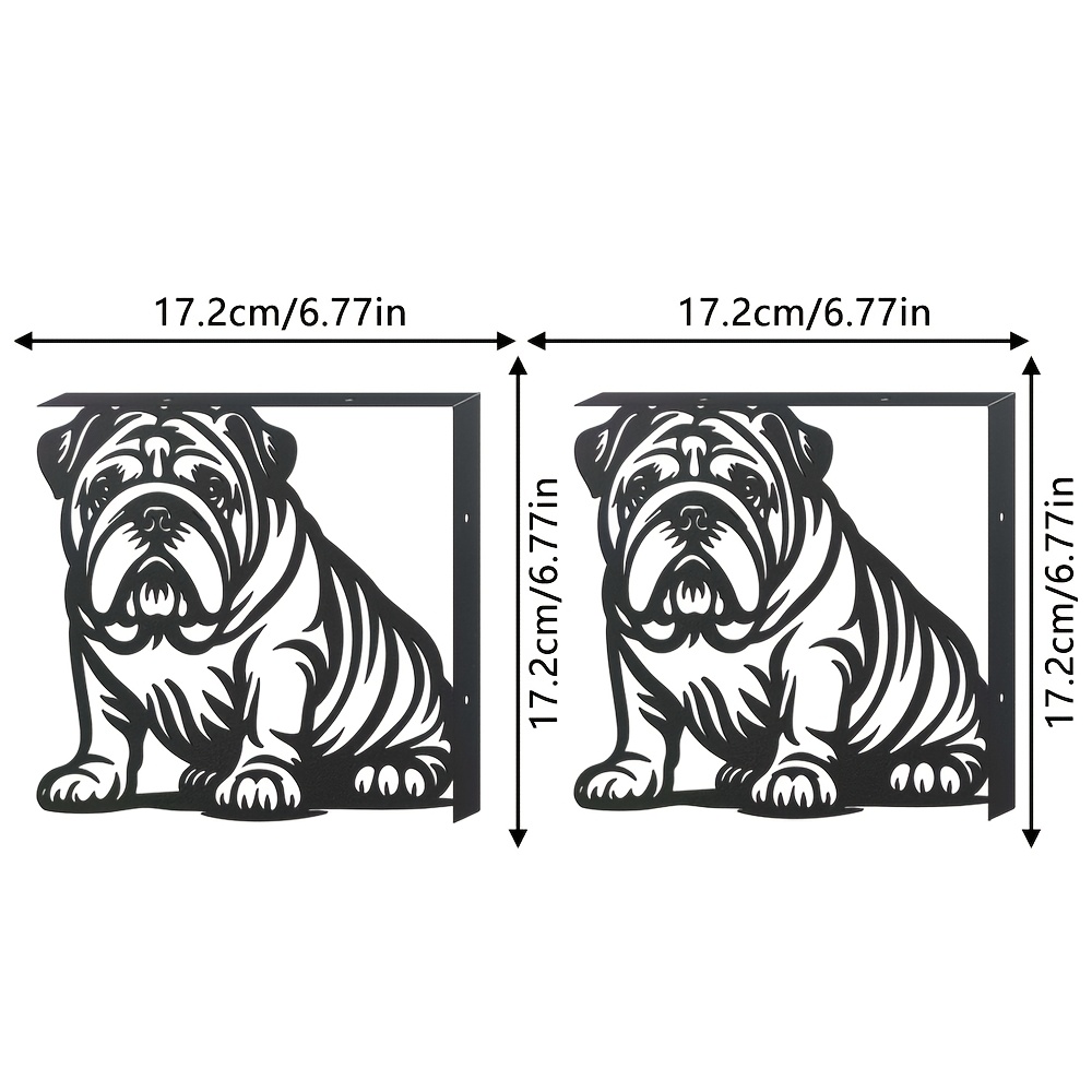 TEMU 2pcs English Bulldog Metal Shelf With L-shaped Metal Bracket, Saving Space, Requires Wall Mounting (drilling Required), Suitable For Decorative