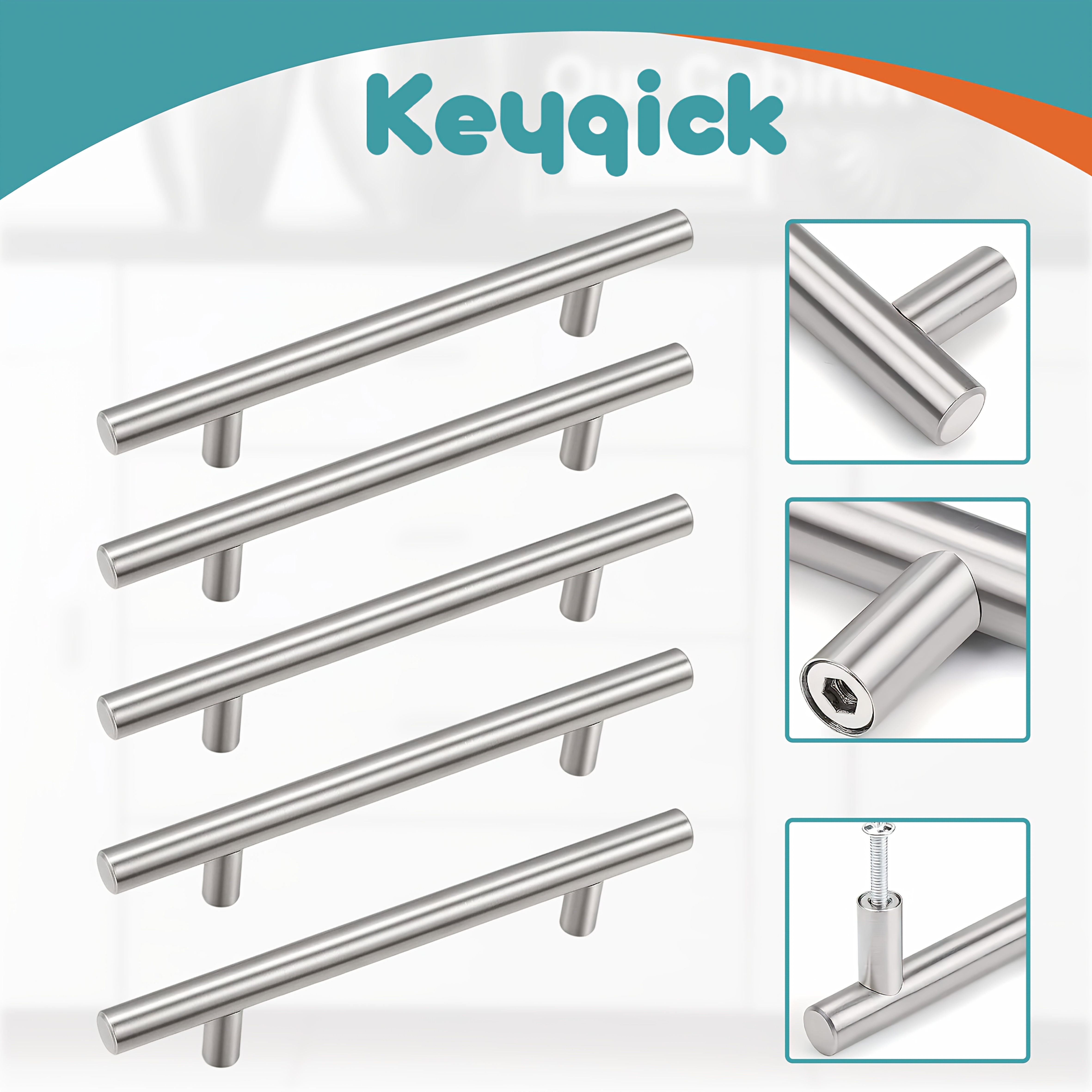 2-Pack Matte Black Cabinet Pulls – 5.9" (150mm) Stainless Steel, 3.7" (95mm) Hole Center, For Kitchen Drawers & Cupboards