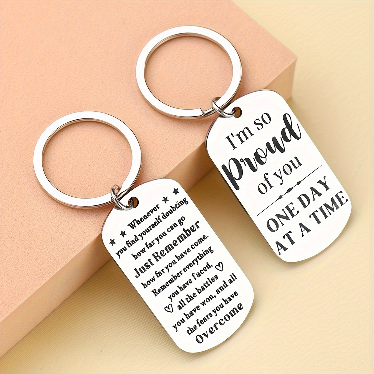 

Steel Sobriety Keychain - Inspirational ' Of ' For , Rectangle