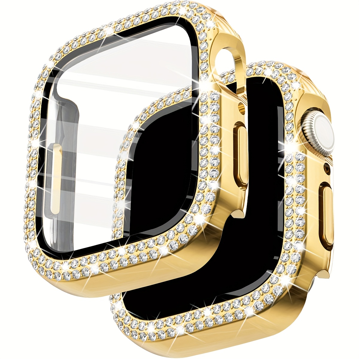 TEMU Custodia per Apple Watch 1 pz Donna con Decorazione a Strass Lucidi, , , -caduta, 2 in 1, Ultra , in Vetro Temperato, Protezione , per Serie 12