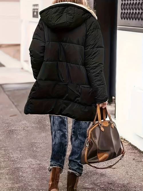 giacca casual da donna in stile e americano con pile, spessa, reversibile, invernale caldo