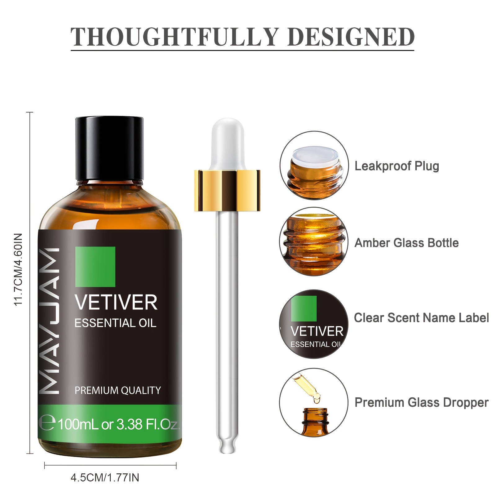 3.38 Fl Oz Vetiver Esencijalno Ulje |, Difuzor, Svijeća, Idealan Poklon Za Razne Prigode - MAYJAM