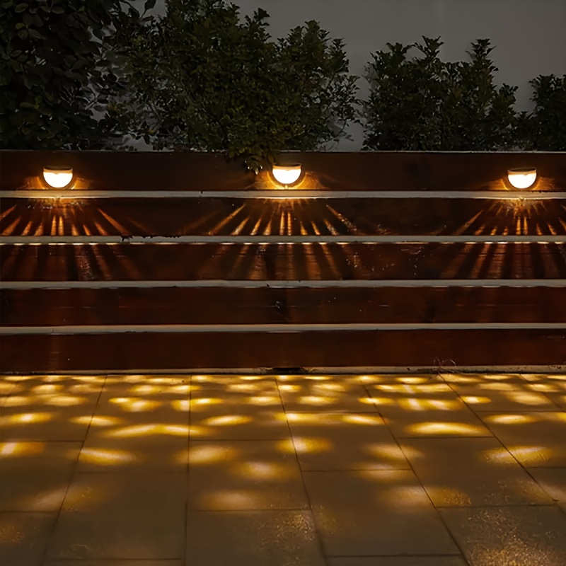 TEMU 5packs/15packs Solar Fence Lights, Solar Lights Outdoor, Warm White Solar Powered Deck Lights, Solar Step Garden Lights For Fence Patio Porch