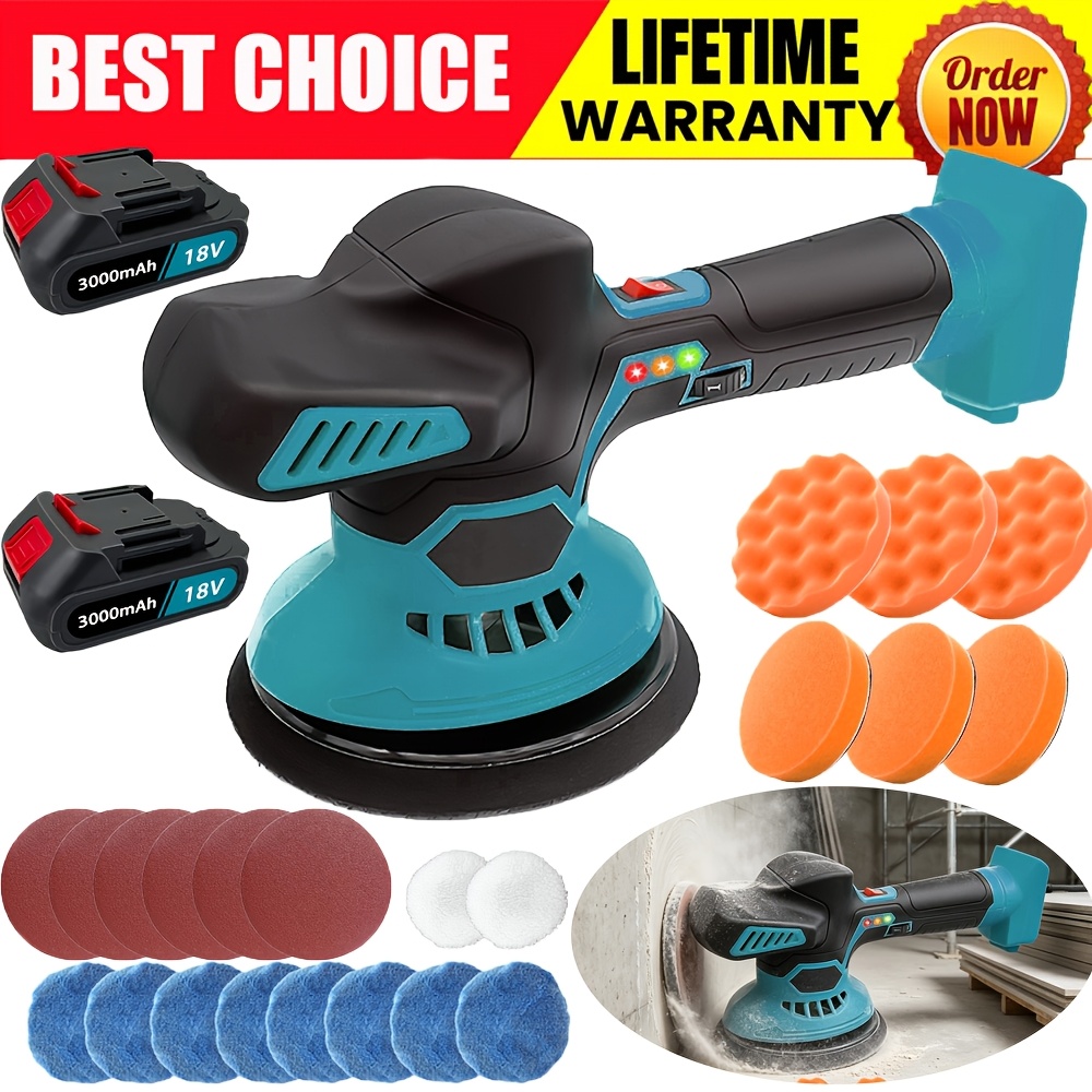 320w Cordless Car Polisher, Random Orbital Sander With 2 3000mah Rechargeable Batteries, Car Buffer Polisher Machine With Variable Speed 2800-5500rpm, 6in Car Polisher For Detailing