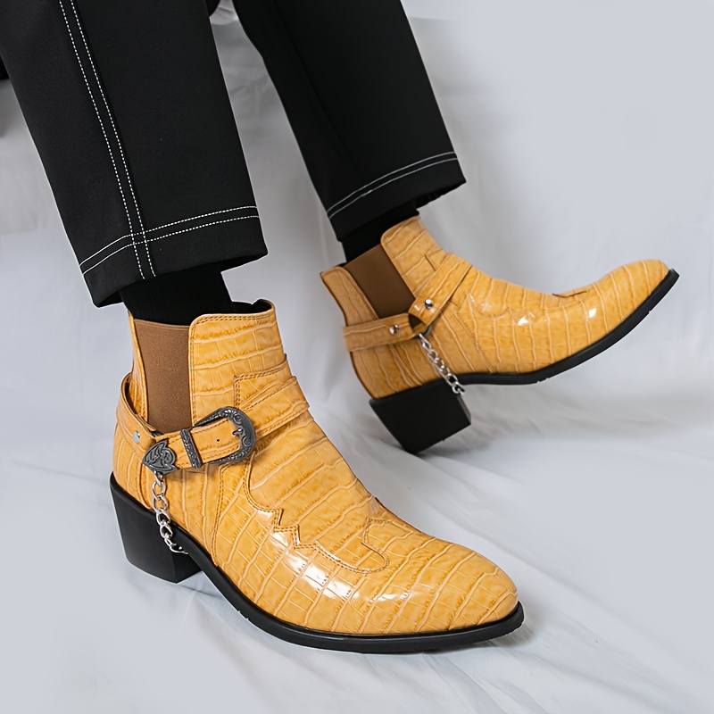 mens gradient patent print business chelsea boots side  display picture 2